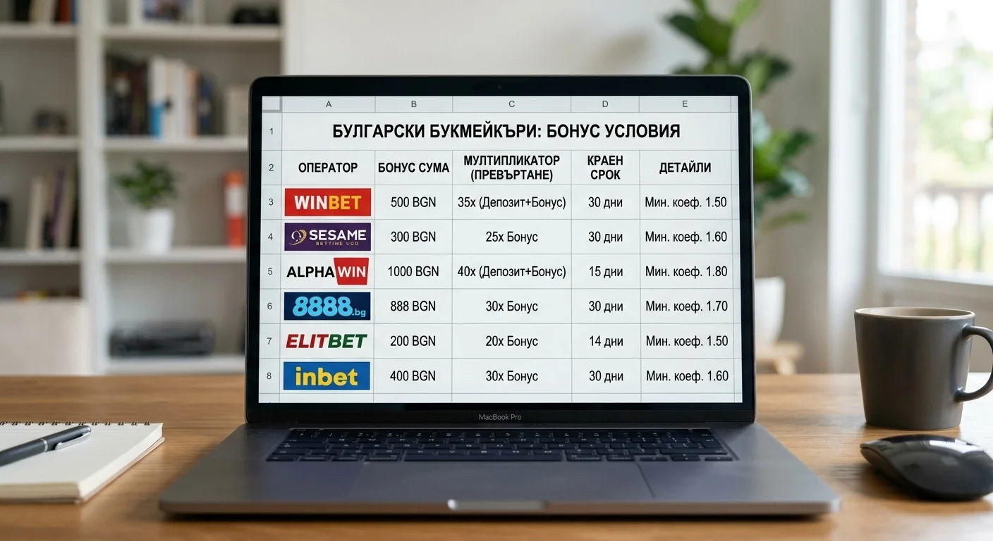 Примери за условия на eSports бонуси при български оператори с различни множители